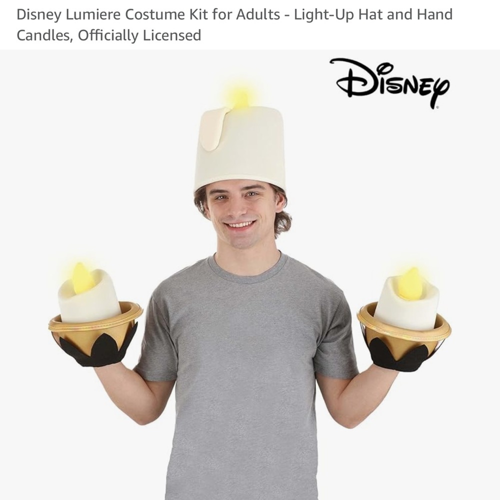 Like New - Worn Once - Disney Lumiere Light up hat and hand covers
